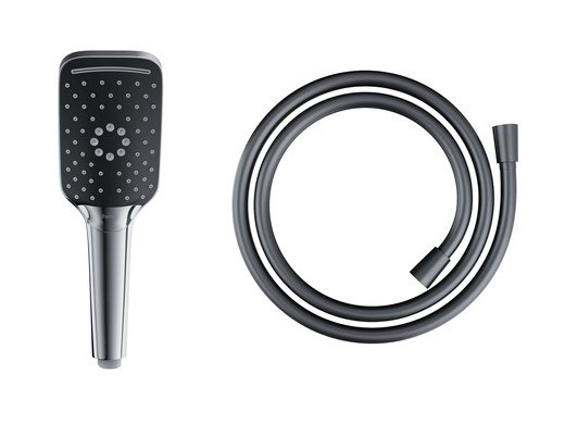 Čierna ručná sprcha Corsan CMP003BLCH s čiernou sprchovou hadicou CMW250 PVC